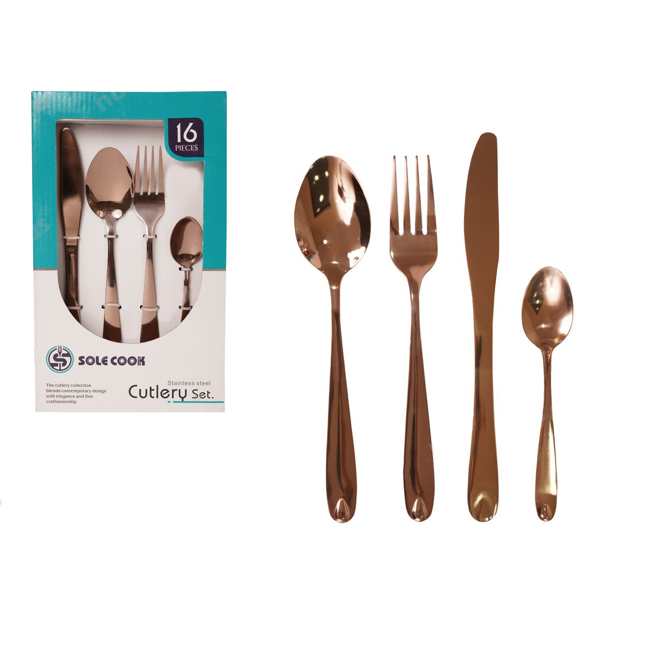 Juego de cubiertos set 16 piezas Ocre